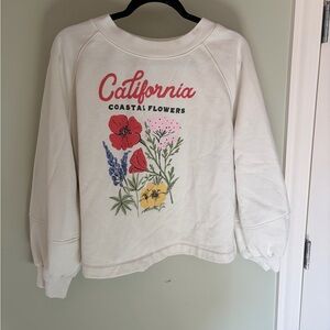 Old Navy White Floral Graphic Sweatshirt